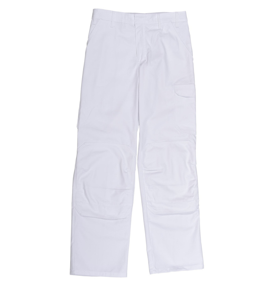 Pantalon de peintre blanc - Ceinture réglable et poches genouillère - Homme