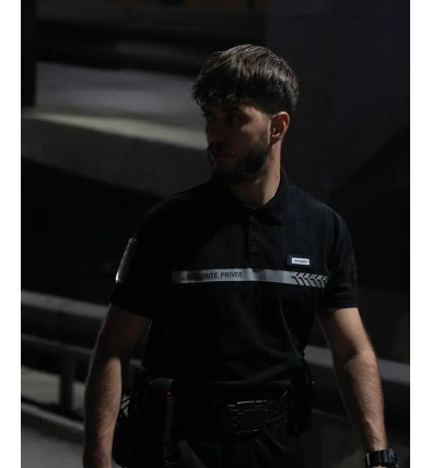 Polo Sécurité Privée – coupe ergonomique et marquage haute visibilité pour plus d’impact.