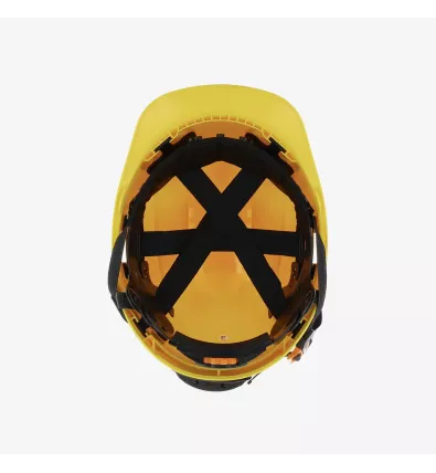 Casque jaune avec intérieur ajustable – confort et stabilité pour les environnements exigeants