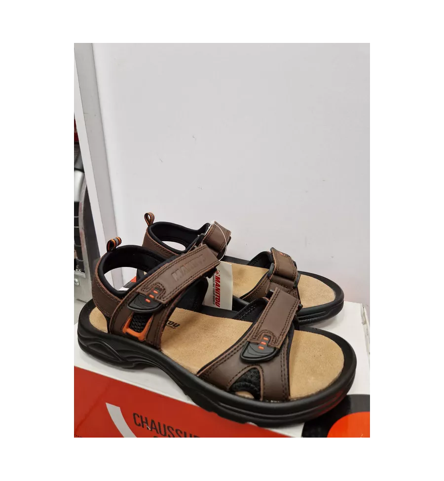 Sandales basses en cuir marron – Confort respirant et maintien optimal