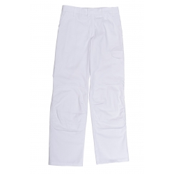 Pantalon de peintre blanc - Ceinture réglable et poches genouillère - Homme