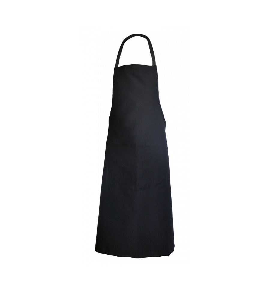 Tablier à Bavette Noir 90x105 en Coton