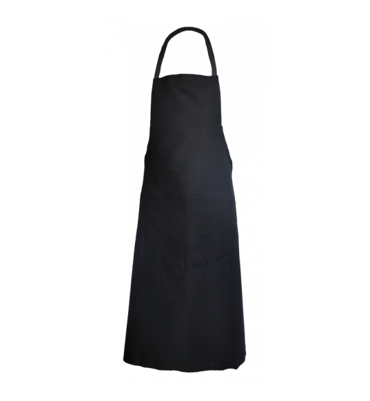 Tablier à Bavette Noir 90x105 en Coton Sergé Pro