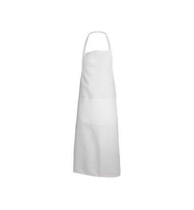 Tablier à Bavette blanc 90x105 en Coton Sergé Pro