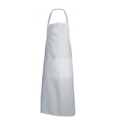TABLIER A BAVETTE COTON BLANC 90X105