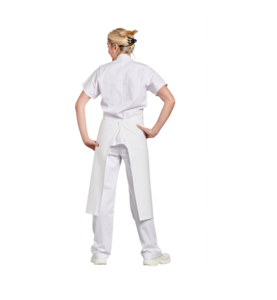 Tablier à Bavette blanc 90x105 en Coton Sergé Pro