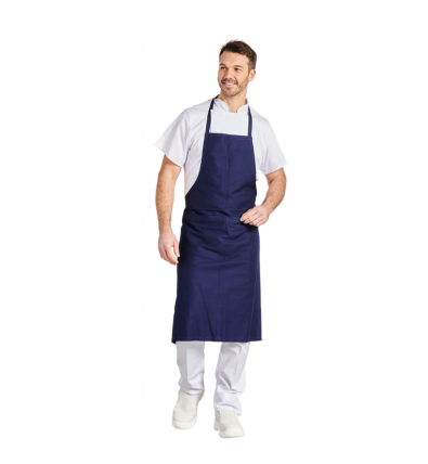 TABLIER A BAVETTE COTON MARINE 90X105