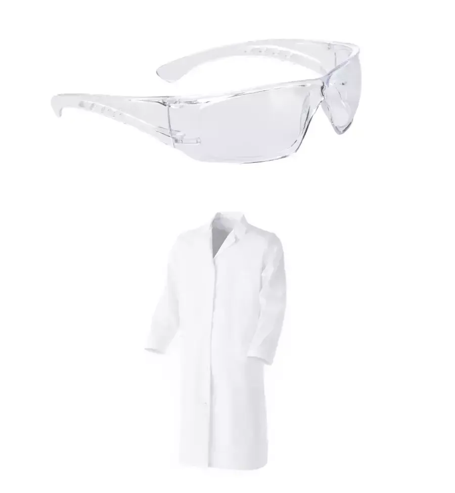 pack blouse blanche coton manches longues lunettes protection