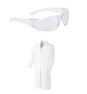 pack blouse blanche coton manches longues lunettes protection