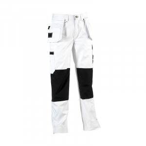 Pantalon de travail peintre blanc tres resistant triple coutures déperlant HEROCK