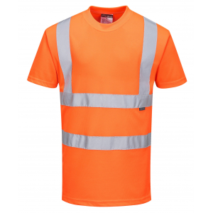 T-shirt haute visibilité orange avec bandes réfléchissantes