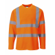 T-shirt haute visibilité orange manches longues avec bandes réfléchissantes