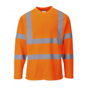 T-shirt haute visibilité orange manches longues avec bandes réfléchissantes