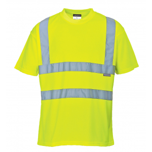 T-shirt haute visibilité jaune manches courtes avec bandes réfléchissantes