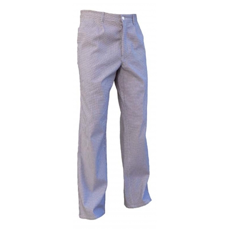 Pantalon de cuisine en coton pied de poule bleu et blanc - PBV