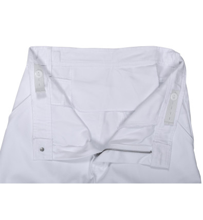 Pantalon de peintre blanc - Ceinture réglable et poches genouillère